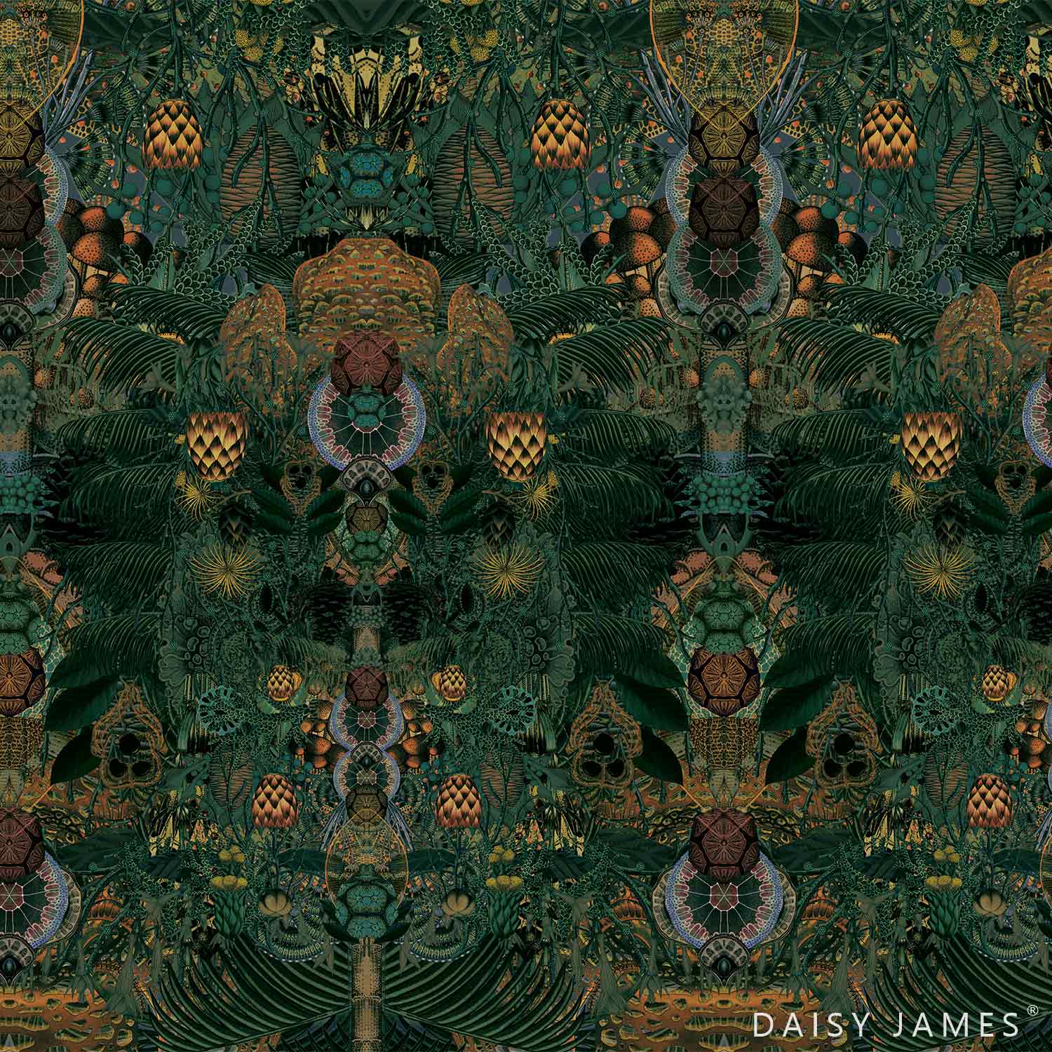 The Poppy behang-Behang-Daisy James-Green-Vinyl-M2-Selected Wallpapers &amp; Interiors