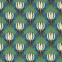 Tulip and Bird-behang-tapete-wallpaper-Morris & Co-Goblin Green & Raven-Rol-Selected-Wallpapers-Interiors