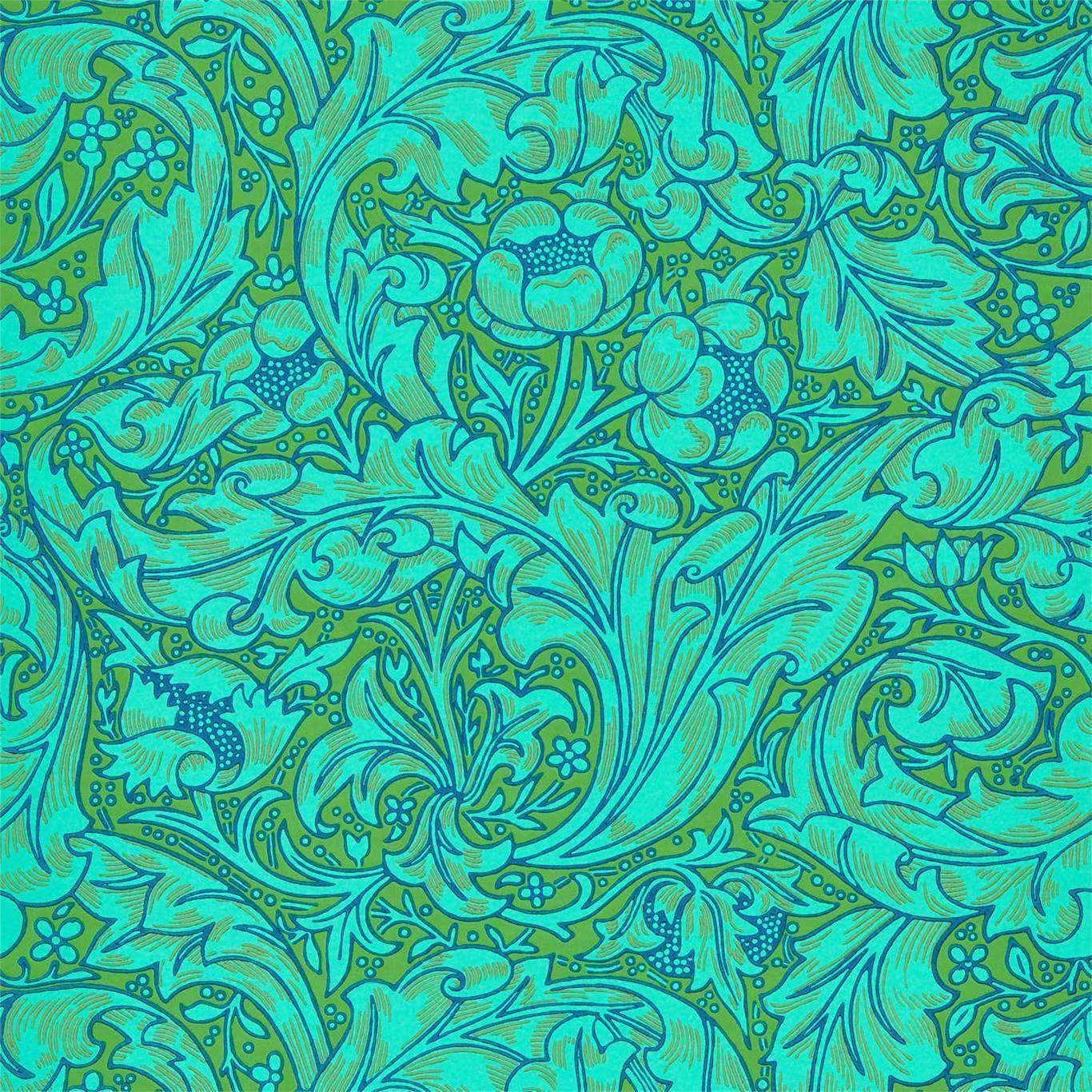 Bachelors Button-behang-Tapete-Morris & Co-Olive/Turqoise-Rol-216959-Selected Wallpapers