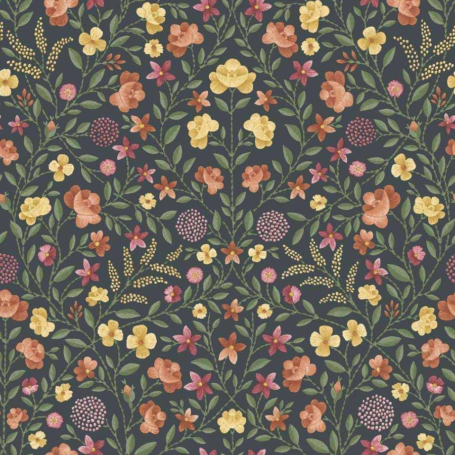 Court Embroidery-behang-Tapete-Cole & Son-Marigold, Tangerine & Red-Rol-118/13031-Selected Wallpapers