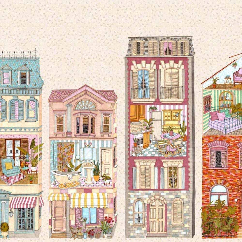 dolls house textured wallpaper