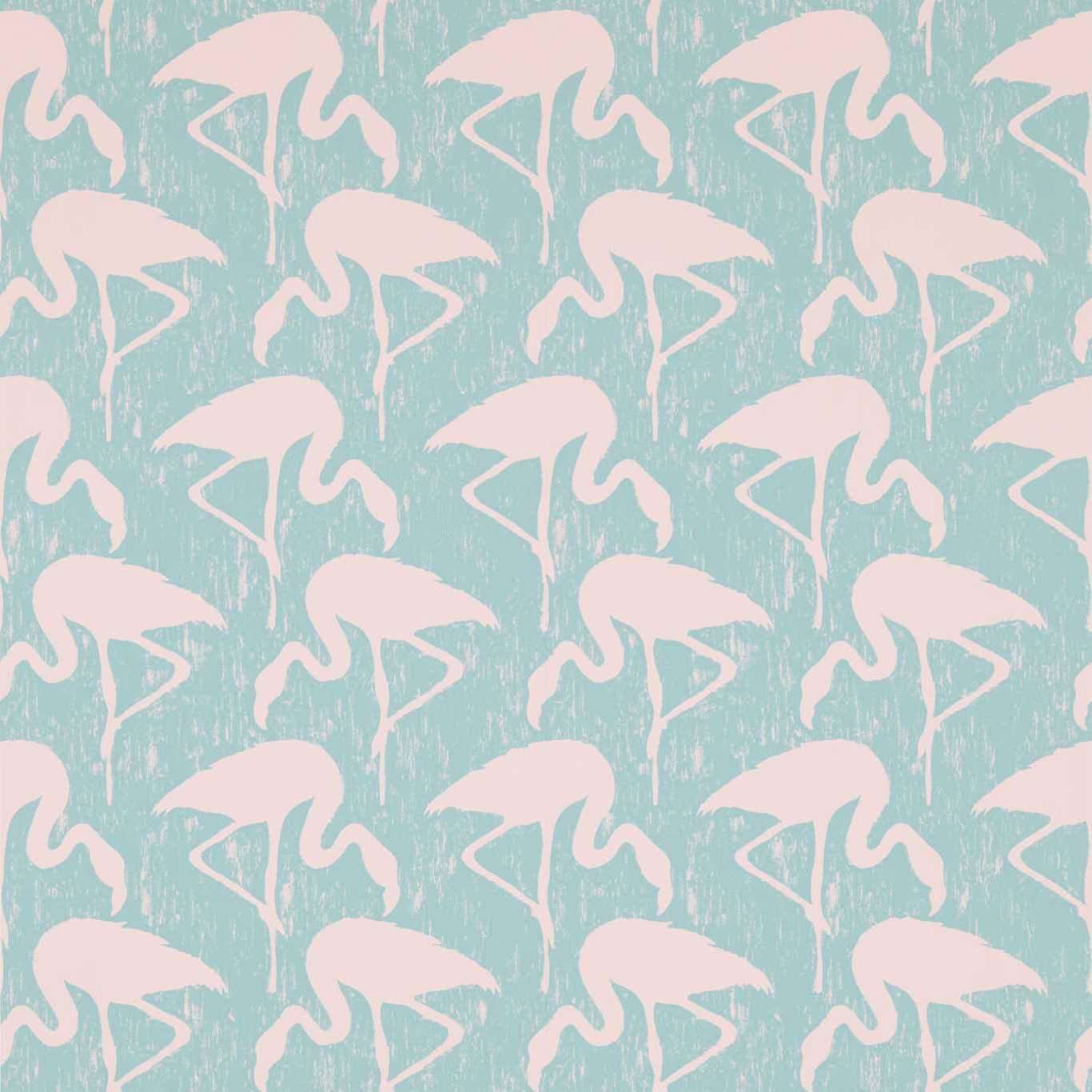 Flamingos-behang-Tapete-Sanderson-Turquoise Pink-Rol-214569-Selected Wallpapers