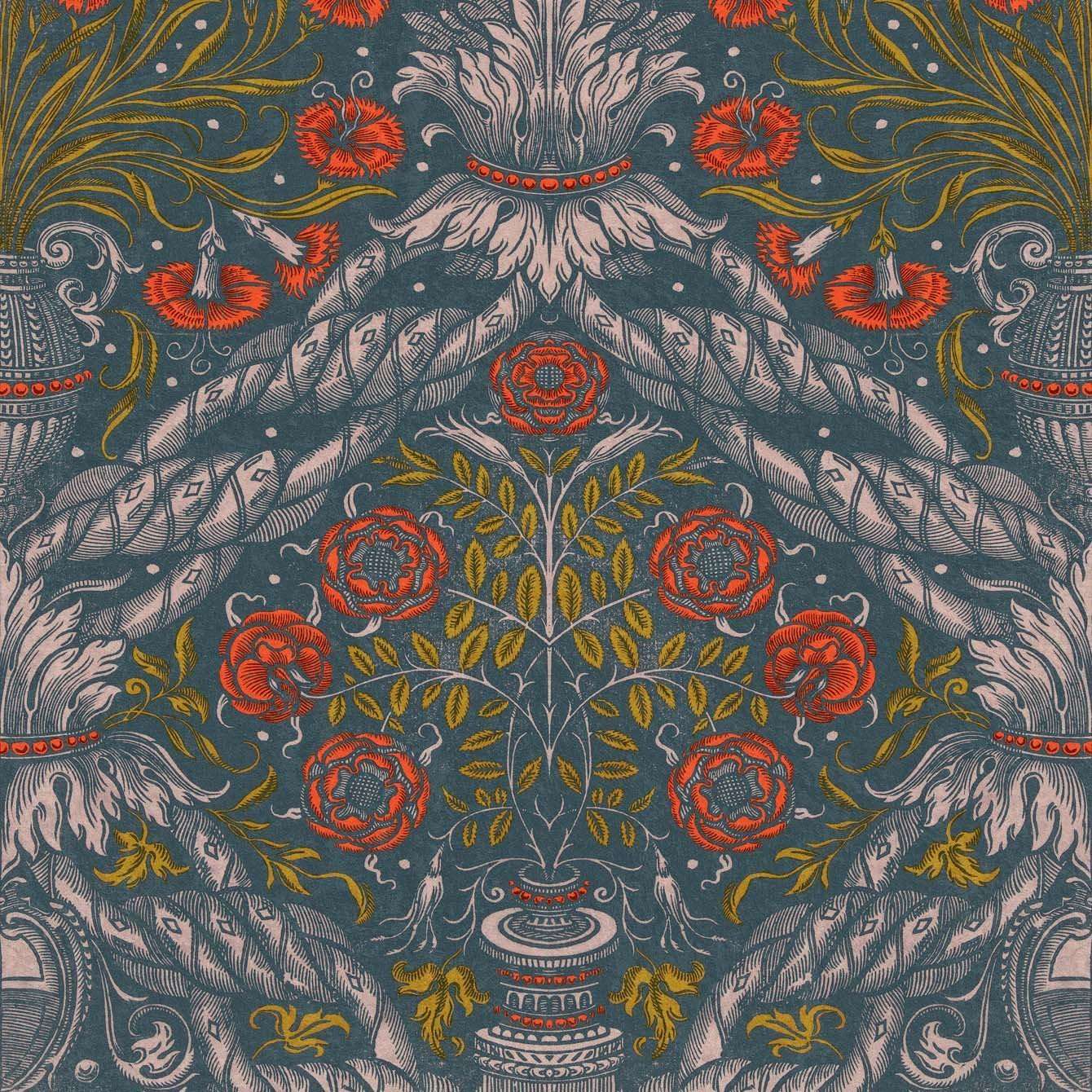Floral Ornament-behang-Tapete-Mind the Gap-Rood-300 cm (standaard)-WP20471-Selected Wallpapers