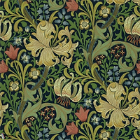 Golden Lily-behang-Tapete-Morris & Co-Indigo-Rol-210429-Selected Wallpapers