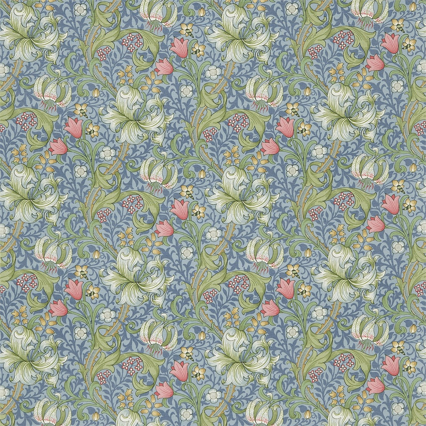 Golden Lily stof-Fabric-Tapete-Morris & Co-Mineral-Meter (M1)-DMFPGL211-Selected Wallpapers