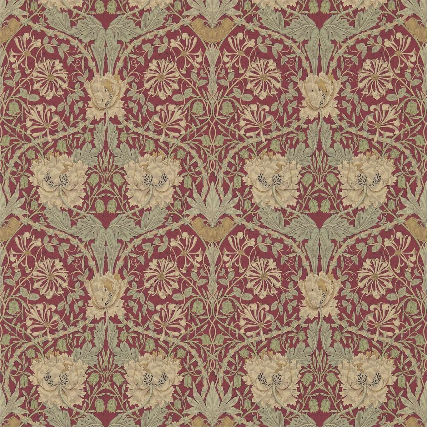 Honeysuckle and Tulip-behang-Tapete-Morris & Co-Red/Gold-Rol-214700-Selected Wallpapers