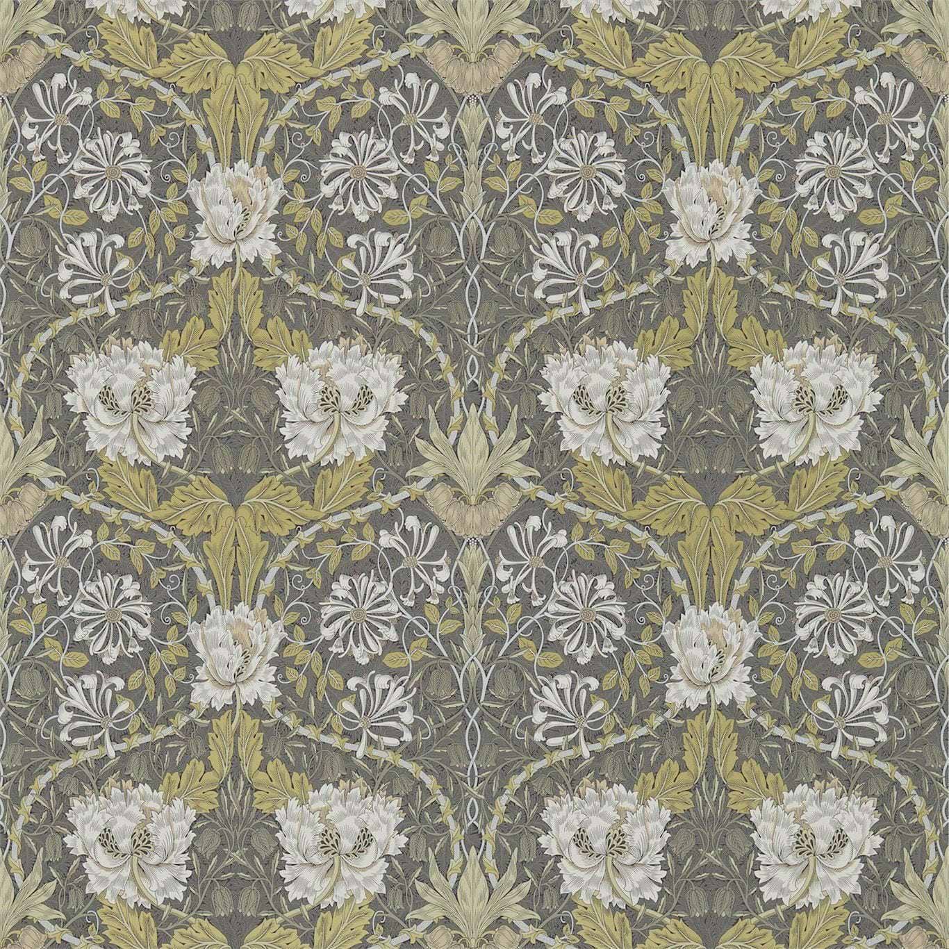 Honeysuckle and Tulip-behang-Tapete-Morris & Co-Charcoal/Gold-Rol-214701-Selected Wallpapers