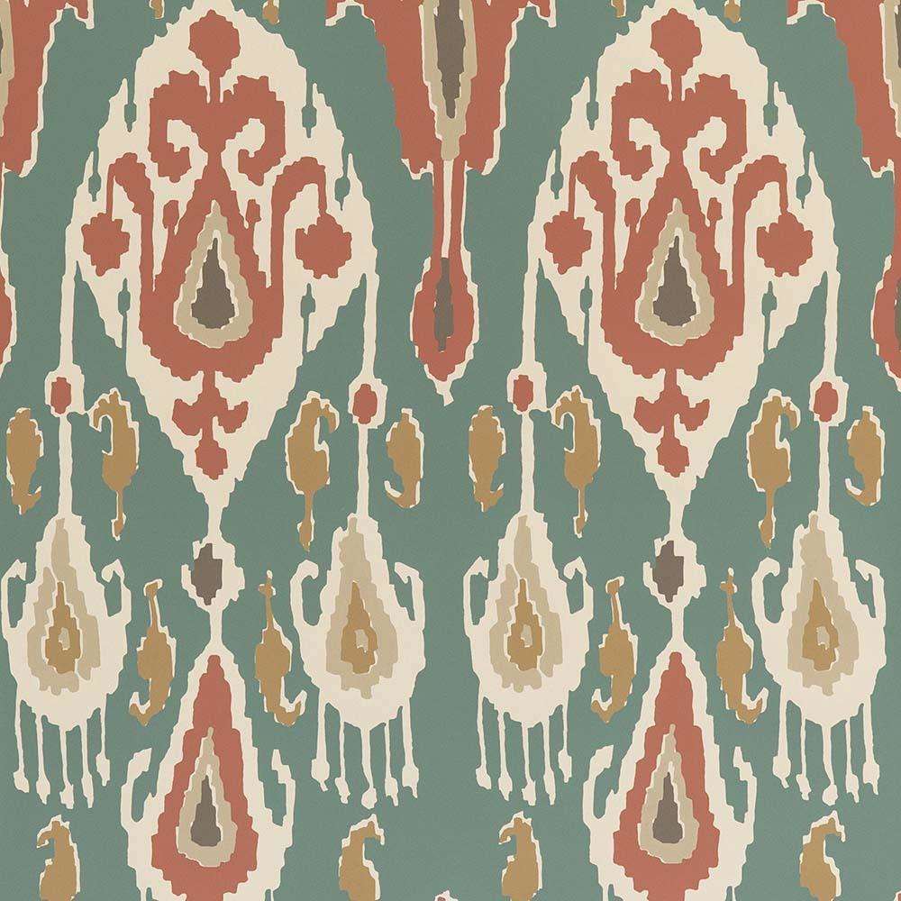Ikat Bokhara-behang-Tapete-GP&J Baker-Teal-Rol-BW45090.4-Selected Wallpapers