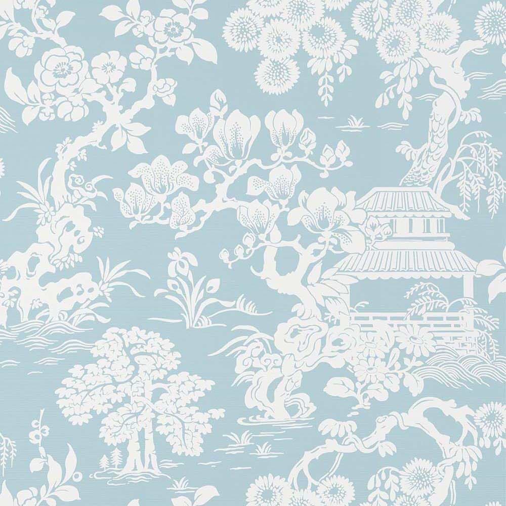 Japanese Garden-Behang-Tapete-Thibaut-Spa Blue-Rol-T13302-Selected Wallpapers