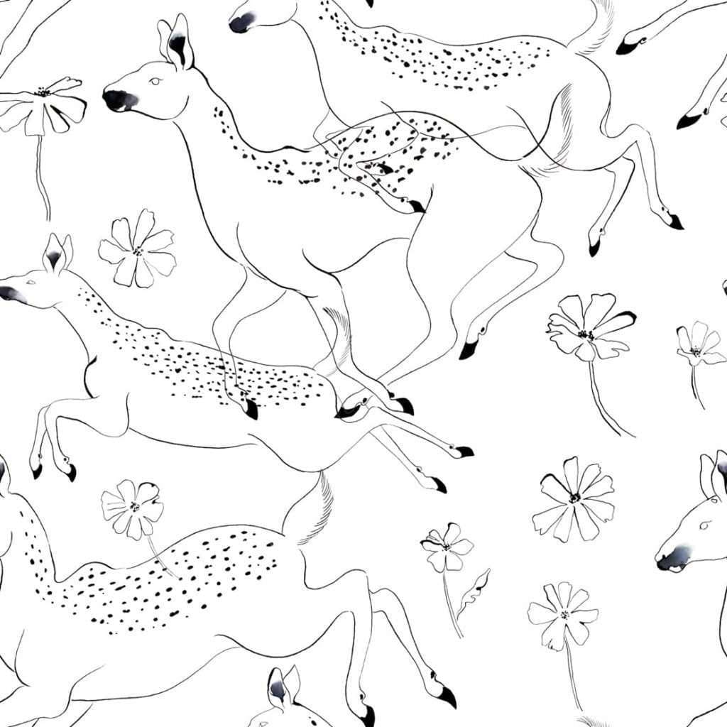 Jumping Bambis-behang-Tapete-Coordonne-Linen-Rol-9700160-Selected Wallpapers