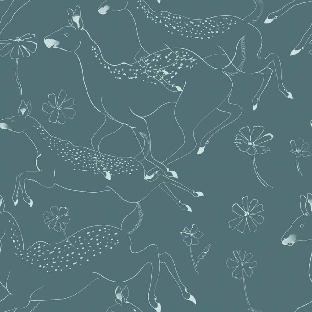 Jumping Bambis-behang-Tapete-Coordonne-Aqua-Rol-9700164-Selected Wallpapers
