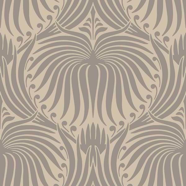 Lotus-Wallpaper-Farrow & Ball-Charleston Gray-Roll-BP2011-Selected Wallpapers