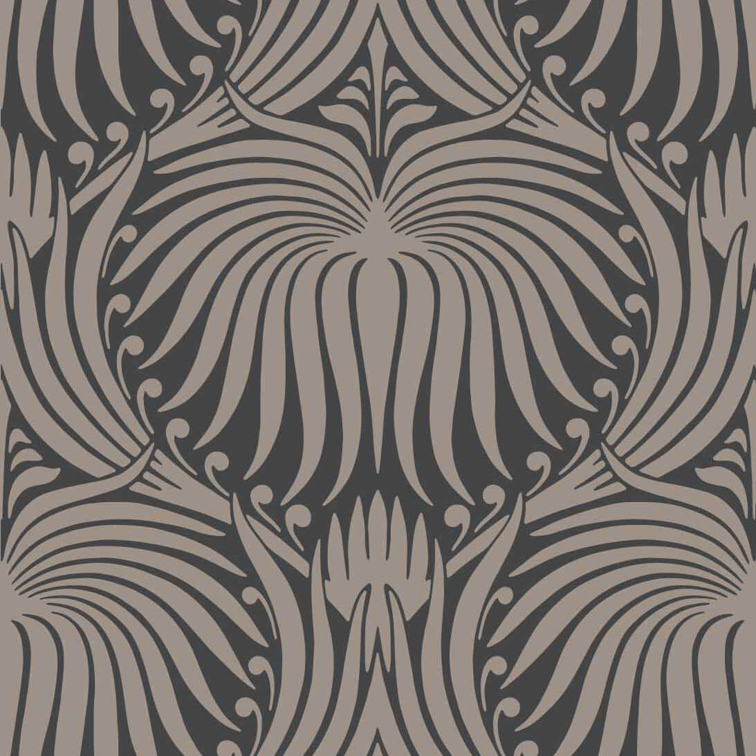 Lotus-Behang-Tapete-Farrow & Ball-Black Gray-Rol-BP2017-Selected Wallpapers