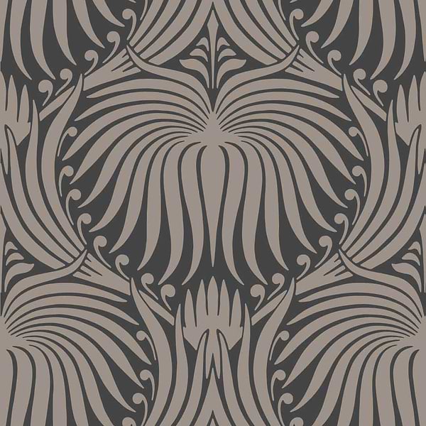 Lotus-Wallpaper-Farrow & Ball-Black Gray-Roll-BP2017-Selected Wallpapers