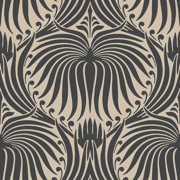 Lotus-Wallpaper-Farrow & Ball-Off Black-Roll-BP2019-Selected Wallpapers