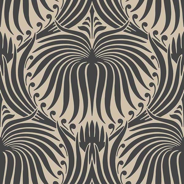 Lotus-Wallpaper-Farrow & Ball-Off Black-Roll-BP2019-Selected Wallpapers