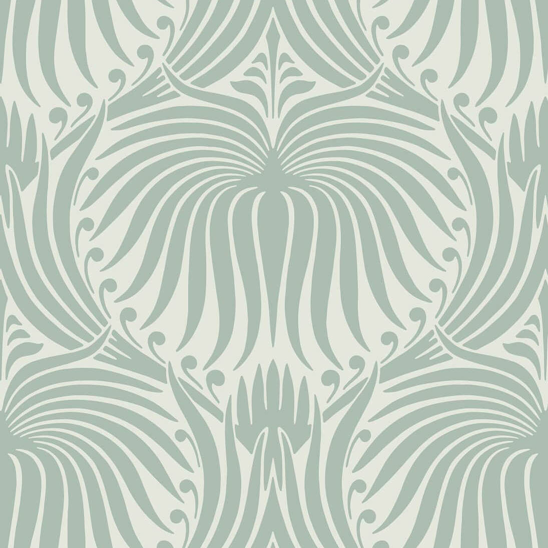 Lotus-Behang-Tapete-Farrow & Ball-Green Blue-Rol-BP2051-Selected Wallpapers