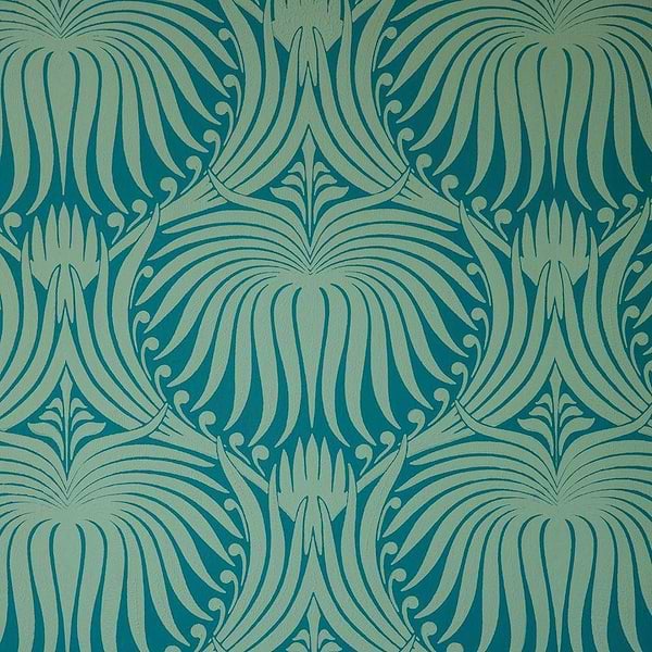Lotus-Wallpaper-Farrow & Ball-Green-Roll-BP2064-Selected Wallpapers