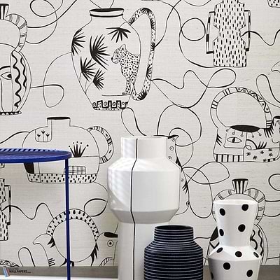 Vases Masques-behang-Tapete-Pierre Frey-Selected Wallpapers