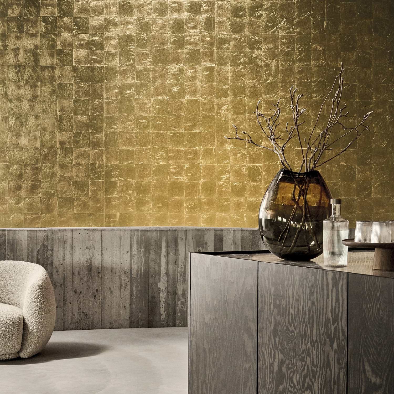 goud wallpaper, pure luxury and elegantie aan de muur