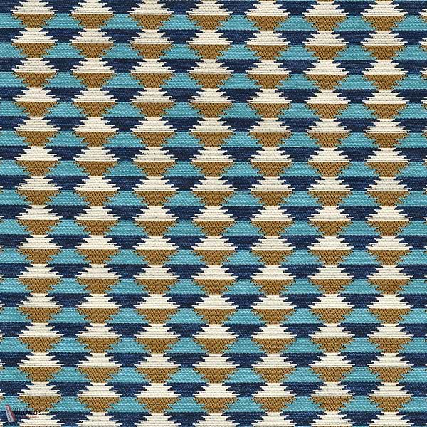 Moki stof-Casamance-Bleu orange brule-Meter (M1)-Selected Wallpapers-Interiors