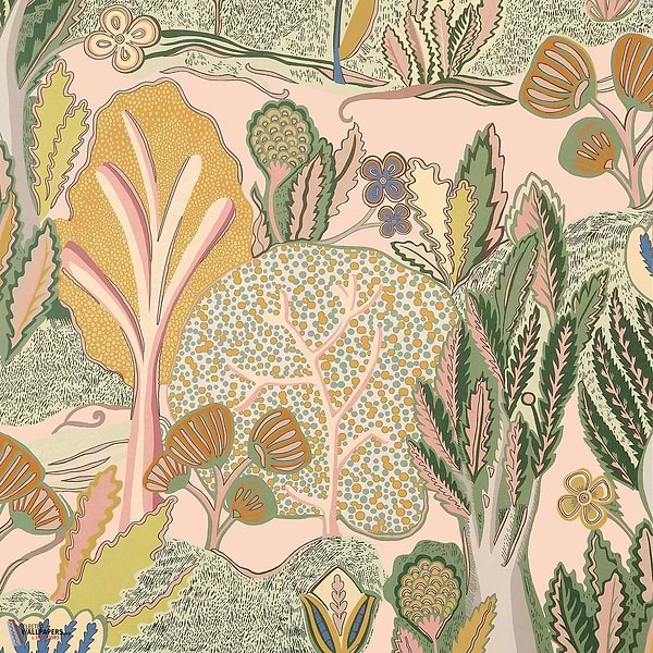 Albero behang-Thibaut-Apricot and ginger-Rol-Selected Wallpapers-Interiors