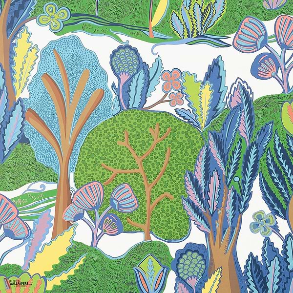 Albero behang-Thibaut-Green and blue-Rol-Selected Wallpapers-Interiors