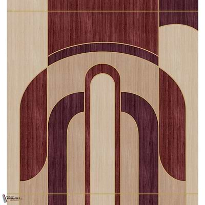 Alcoves wallpaper-Casamance-Grege/Pourpre-Set-Selected Wallpapers-Interiors