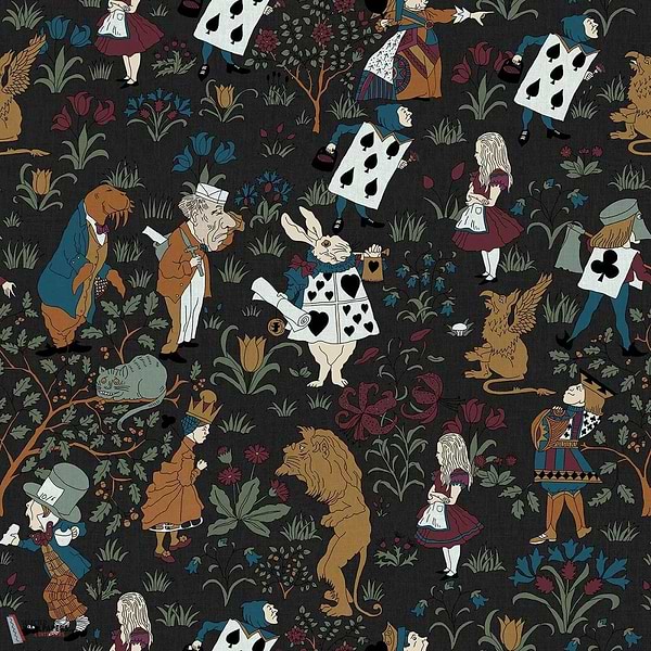 Alice in Wonderland behang-House of Hackney-wallpaper-tapete-Noir-200 cm-Selected-Wallpapers-Interiors