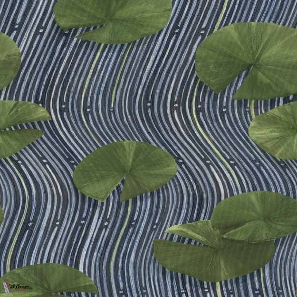 Along The River behang-Les Dominotiers-Midnight blue and green-Rol-Selected Wallpapers-Interiors