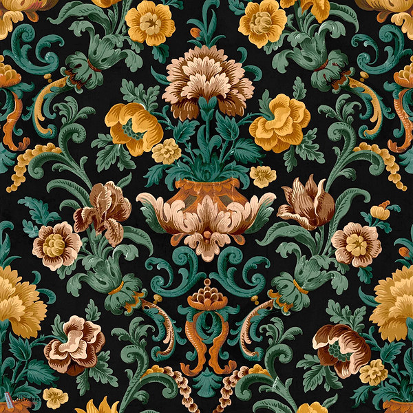 Aranjuez Damask wallpaper-Coordonné-Onyx-Non Woven-Roll-Selected Wallpapers-Interiors