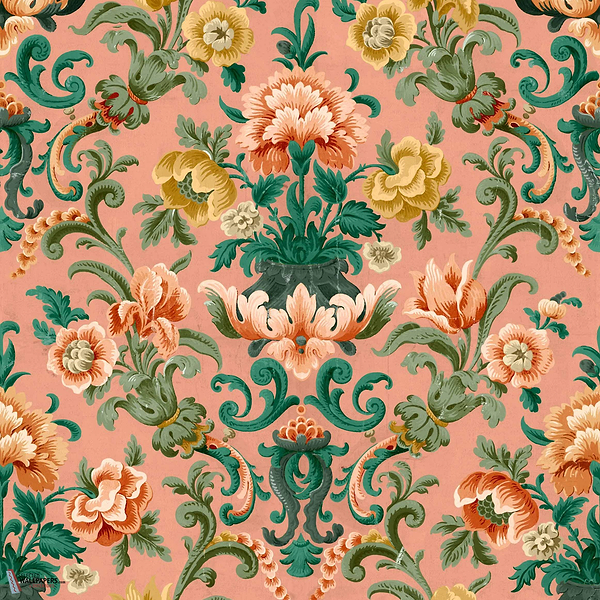 Aranjuez Damask wallpaper-Coordonné-Peach-Non Woven-Roll-Selected Wallpapers-Interiors