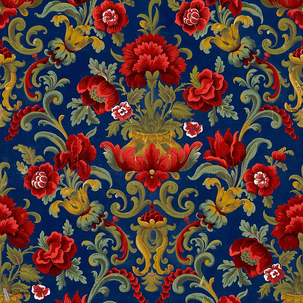 Aranjuez Damask wallpaper-Coordonné-Vermilion-Non Woven-Roll-Selected Wallpapers-Interiors