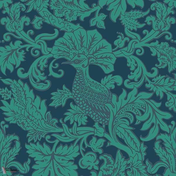 Balabina behang-Cole & Son-Teal on midnight-Rol-Selected Wallpapers-Interiors