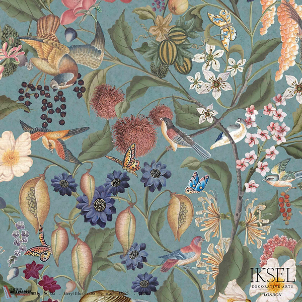 Blooming Fantasy-Iksel-behang-Tapete-wallpaper-Beryl Blue-Non Woven-Selected Wallpapers