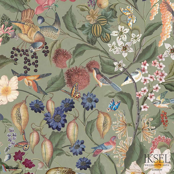 Blooming Fantasy-Iksel-behang-Tapete-wallpaper-Olive-Non Woven-Selected Wallpapers
