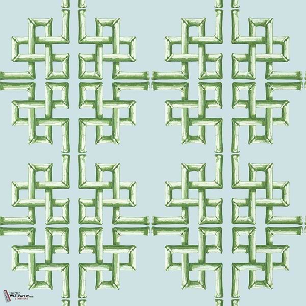Boca Bamboo behang-Thibaut-Green and Blue-Rol-Selected Wallpapers-Interiors