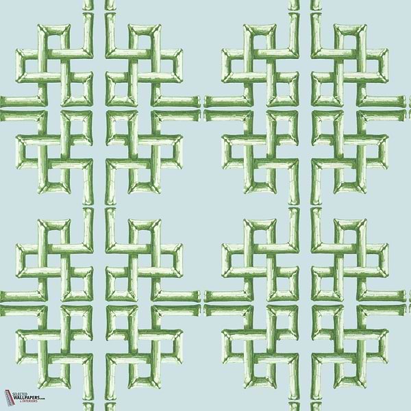 Boca Bamboo behang-Thibaut-Green and Blue-Rol-Selected Wallpapers-Interiors