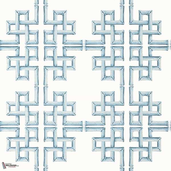 Boca Bamboo behang-Thibaut-Spa Blue-Rol-Selected Wallpapers-Interiors