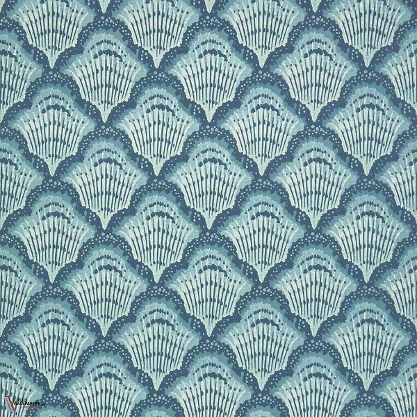 Calico Shell behang-1838 wallcoverings-Aqua-Rol-Selected Wallpapers-Interiors