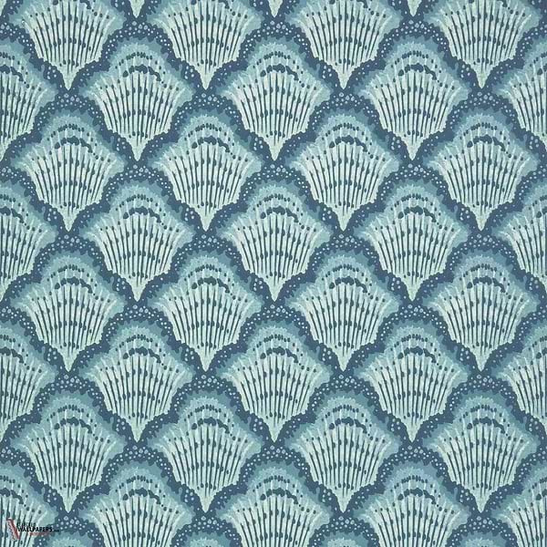Calico Shell behang-1838 wallcoverings-Aqua-Rol-Selected Wallpapers-Interiors