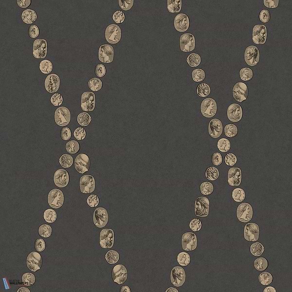 Cammei-behang-Tapete-Cole & Son-Gold on Charcoal-Rol-123/4018-Selected Wallpapers