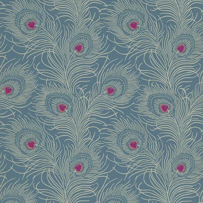 Carlton House Terrace-behang-Tapete-Little Greene-Blue Plume-Rol-0256CTBLUEP-Selected Wallpapers