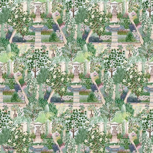 Carpet garden behang-Sanderson-Sanctuary-Rol-Selected Wallpapers-Interiors