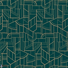 Cinétique-Casamance-wallpaper-behang-Tapete-wallpaper-Vert Canard/Dore-Rol-Selected Wallpapers