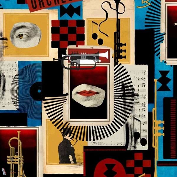 Composer Machine behang-Mind the Gap-Blue-Rol-Selected Wallpapers-Interiors