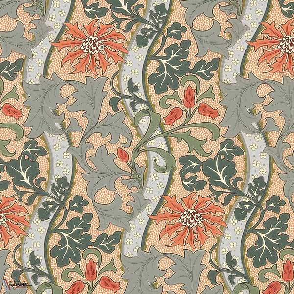 Cornflower behang-Morris & Co-Russet/Teal-Rol-Selected Wallpapers-Interiors