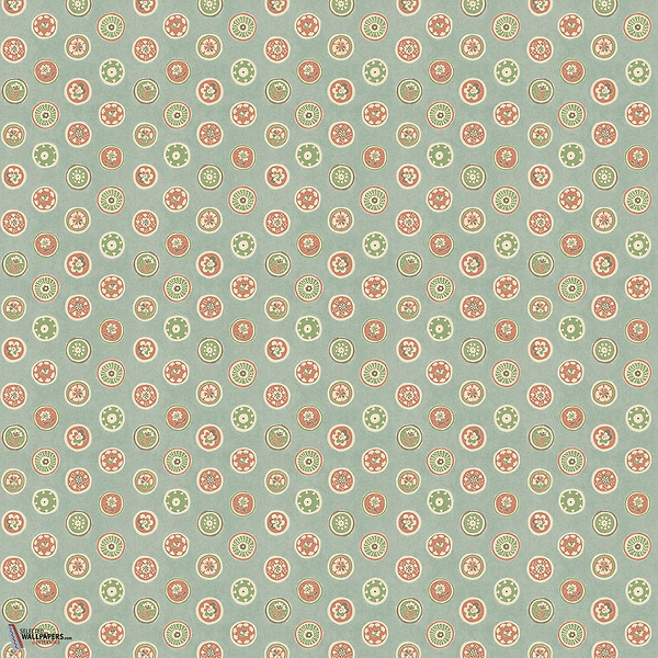 Court buttons behang-GP&J Baker-Aqua/red-Rol-Selected Wallpapers-Interiors