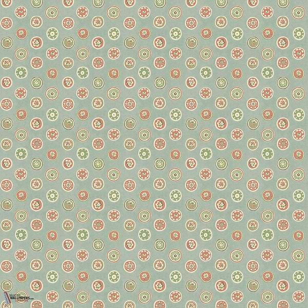 Court buttons behang-GP&J Baker-Aqua/red-Rol-Selected Wallpapers-Interiors