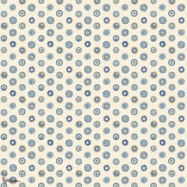 Court buttons behang-GP&J Baker-Blue-Rol-Selected Wallpapers-Interiors